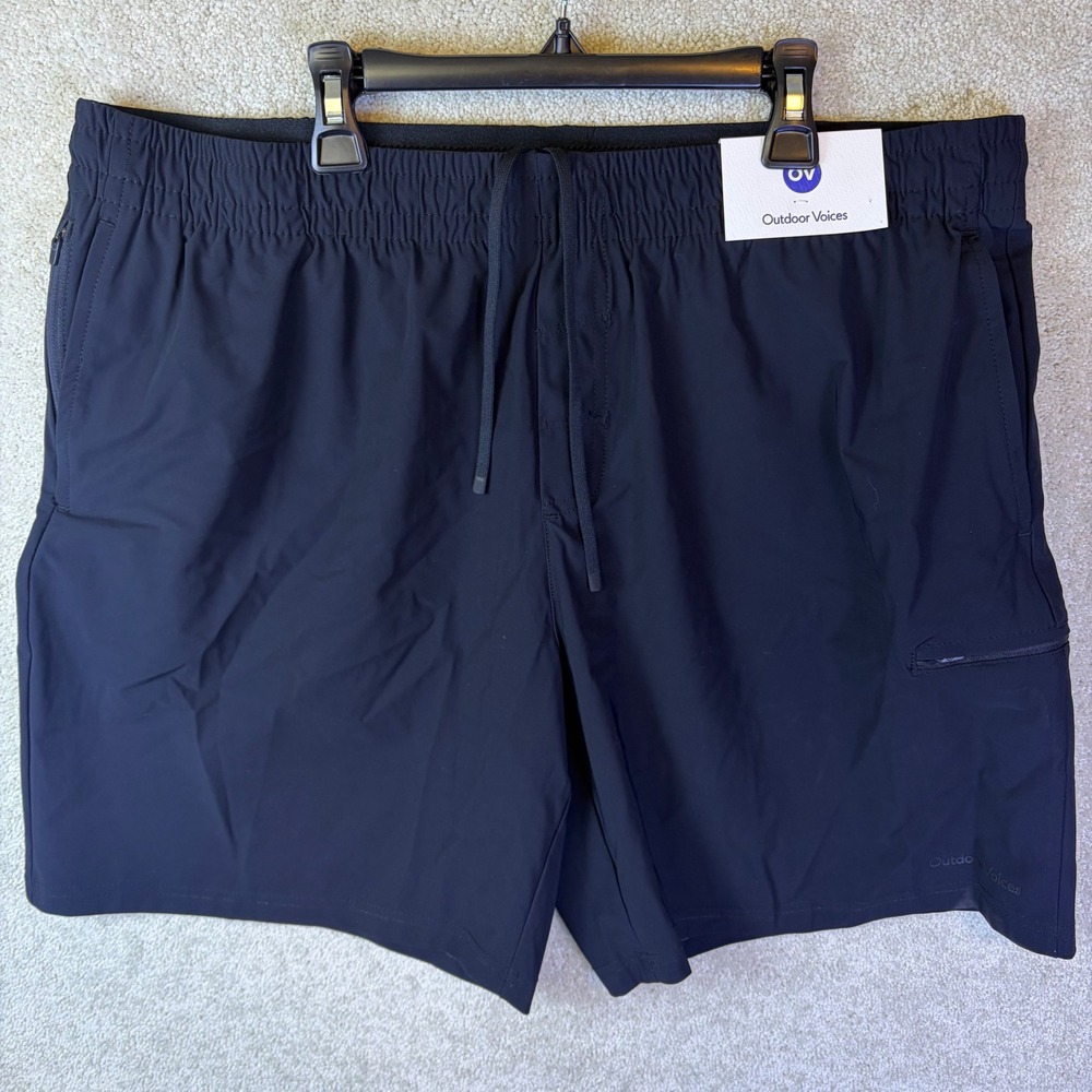 Outdoor Voices High Stream Shorts Mens XL Black OV61302 Performance Activewear